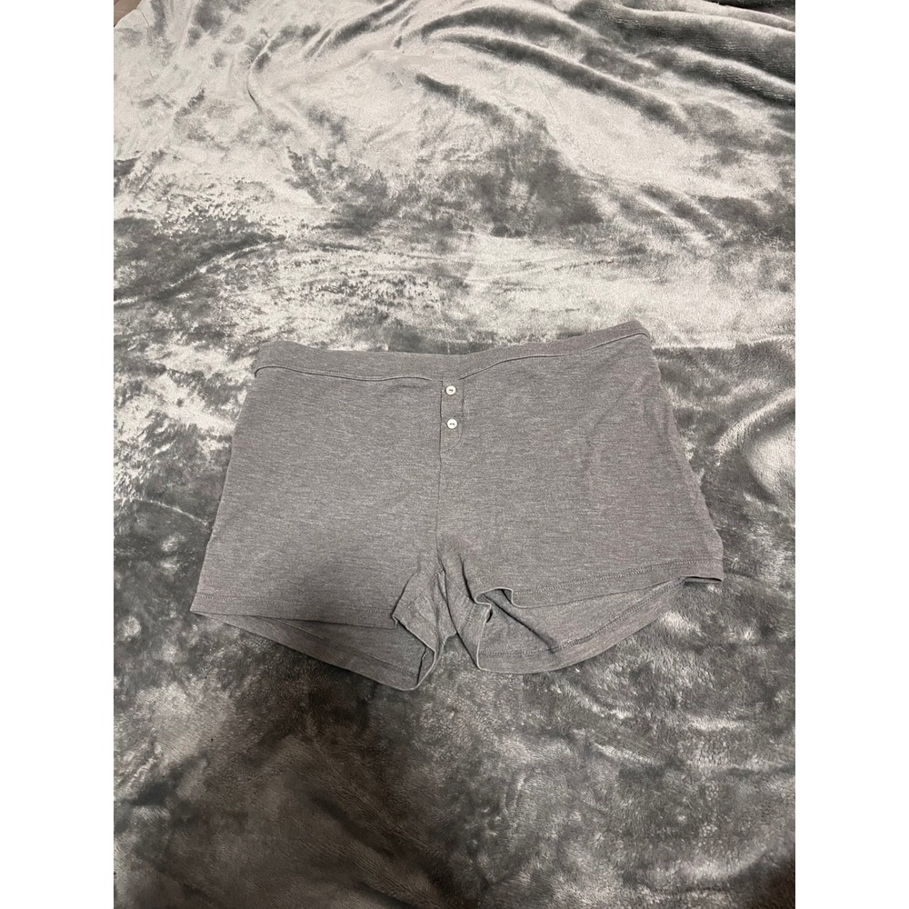 Aerie Gray Heathered Pajama Shorts Henley Button Detail Sleep Lounge Medium